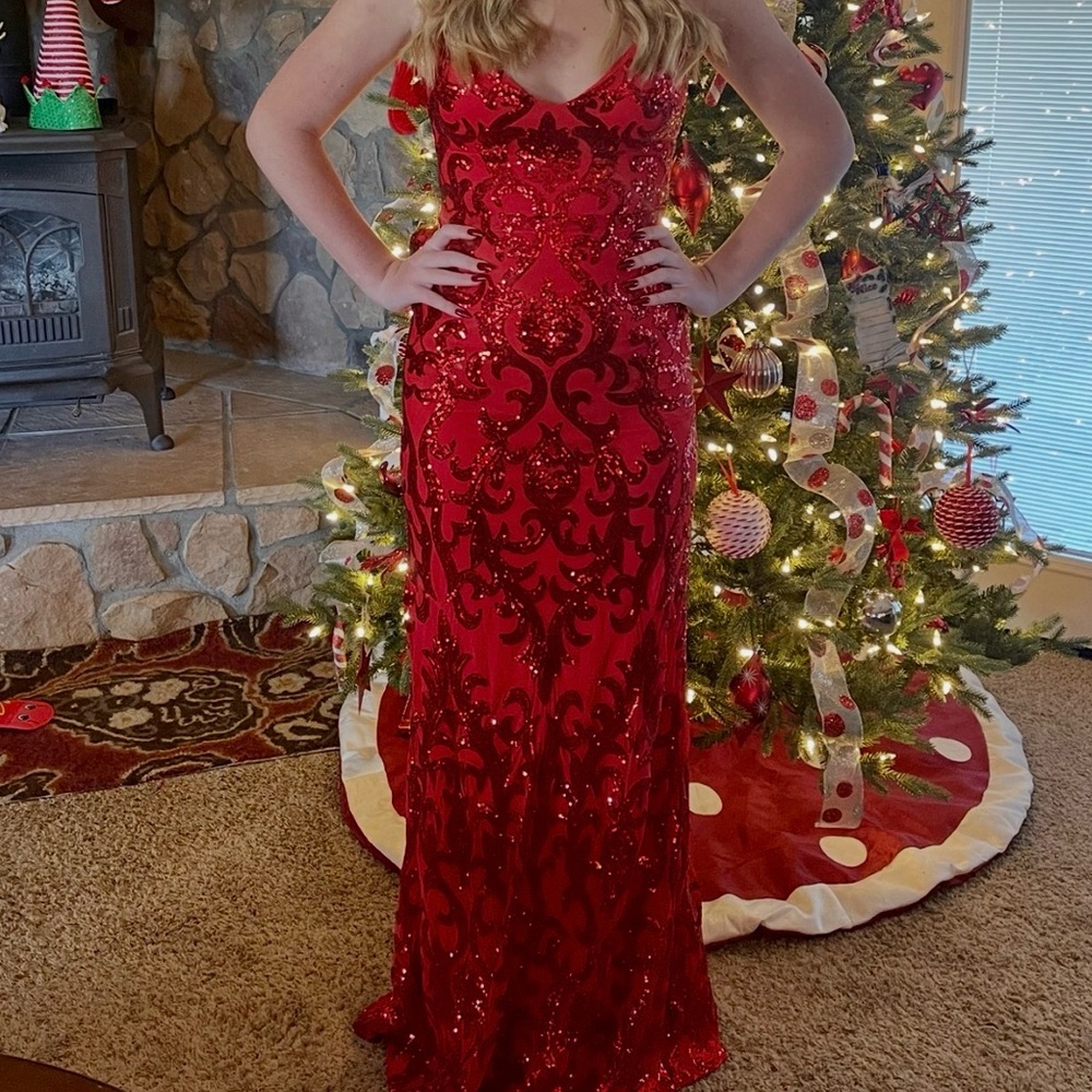 Windsor Red Sequin Prom Dress